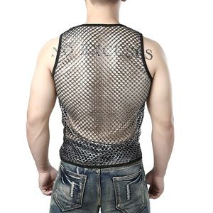 Men’s mesh fishnet tank top